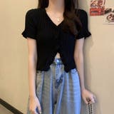 フリルリブニットレディース Vネック薄手 | Miniministore | 詳細画像5