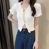 フリルリブニットレディース Vネック薄手 | Miniministore | 詳細画像8