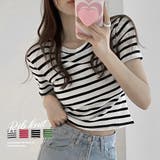リブ編みニットレディースボーダーTシャツ | Miniministore | 詳細画像1