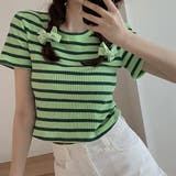 リブ編みニットレディースボーダーTシャツ | Miniministore | 詳細画像10