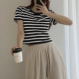 リブ編みニットレディースボーダーTシャツ | Miniministore | 詳細画像6