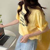 英字ロゴプリント半袖Tシャツスリット入り | Miniministore | 詳細画像10