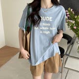 英字ロゴプリント半袖Tシャツスリット入り | Miniministore | 詳細画像7