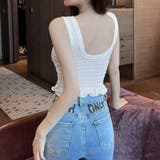 カップ付きシャーリングタンクトップ 幅広 | Miniministore | 詳細画像6