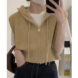 フード付きジップニットベスト ショート丈 | Miniministore | 詳細画像1