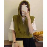 フード付きジップニットベスト ショート丈 | Miniministore | 詳細画像12