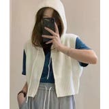 フード付きジップニットベスト ショート丈 | Miniministore | 詳細画像8
