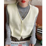 リブニットベスト前開きニットジレVネック | Miniministore | 詳細画像11 