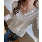 レース長袖トップスVネックカットソー秋服 | Miniministore | 詳細画像2 