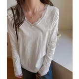 レース長袖トップスVネックカットソー秋服 | Miniministore | 詳細画像4 