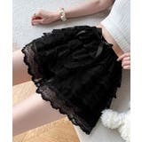 ブラック | ティアードペチコートリボン付きペチパンツ | ANGELCLOSET