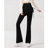 ブラック | ヨガパンツ スカート付きセミフレアパンツ | SUNSHINE CLOSET