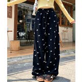 ブラック | スウェットパンツバタフライ柄ワイドパンツ | Miniministore