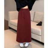 ワインレッド | スウェットロングスカート バックスリット | Miniministore