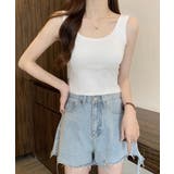 ホワイト | カップ付きタンクトップ ショート丈 夏服 | Miniministore