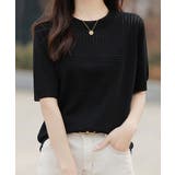ブラック | サマーニット クールネックメッシュニット | ANGELCLOSET
