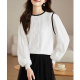 ホワイト | 異素材ドッキングニットトップスレディース | ANGELCLOSET