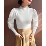 ホワイト | ニットセーターパフスリーブニットトップス | Miniministore