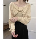 ベージュ | フロントリボンニット キャミソールセット | Miniministore