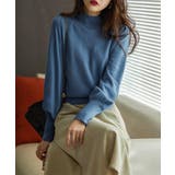 ダークブルー | プチハイネックニットトップス レディース | Miniministore