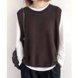 ダークブラウン | ニットベスト レディースチョッキ 重ね着 | SUNSHINE CLOSET