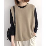 ライトベージュ | ニットベスト レディースチョッキ 重ね着 | SUNSHINE CLOSET