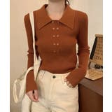 レンガ | ポロニットトップスきれいめニットセーター | Miniministore