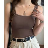 ブラウン | カップ付きタンクトップ背中あきブラトップ | Miniministore