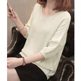 アイボリー | 透かし編みニットトップス半袖サマーニット | Miniministore