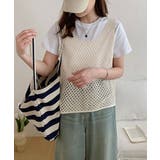 ベージュ | 透かし編みニットベスト 重ね着ニットジレ | Miniministore