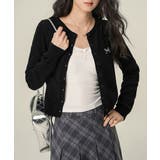 ブラック | ワンポイントカーディガン リボン刺しゅう | Miniministore