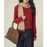 レッド | ワンポイントカーディガン リボン刺しゅう | Miniministore