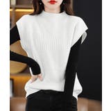 ホワイト | ニットベスト プチハイネック ニットジレ | Miniministore