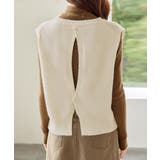 アイボリー | ケーブル編み ニットベスト バックボタン | Miniministore