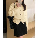 ライトイエロー | ケーブル編みニットカーディガン ビッグ襟 | Miniministore