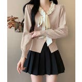 ベージュ | ボウタイニットトップス フリル襟 ニット | SUNSHINE CLOSET