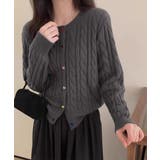ダークグレー | ケーブルニットカーディガン 前開きニット | Miniministore