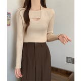 ベージュ | ニットトップス ホルターネックリブニット | Miniministore
