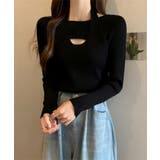 ブラック | ニットトップス ホルターネックリブニット | Miniministore
