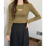 オリーブ | ニットトップス ホルターネックリブニット | Miniministore