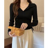 ブラック | ポロニットドローストリングリブニット薄手 | Miniministore