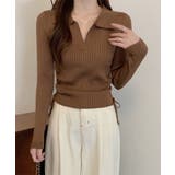 ブラウン | ポロニットドローストリングリブニット薄手 | Miniministore
