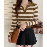 オリーブ(ボーダー) | ポロニットドローストリングリブニット薄手 | Miniministore