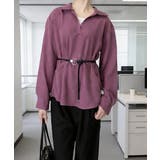 プラム | レイヤード風シャツブラウスベルト付き春服 | Miniministore