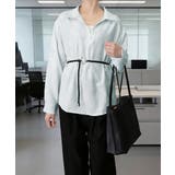 ミント(淡色) | レイヤード風シャツブラウスベルト付き春服 | Miniministore