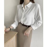 ホワイト | シャツブラウス 隠しボタン ブラウス長袖 | Miniministore