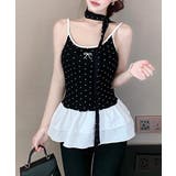 ブラック | ドット柄キャミソール チョーカー付き夏服 | Miniministore