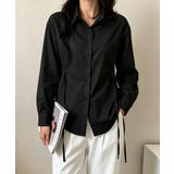 ブラック | リボンシェイプシャツブラウス レディース | Miniministore