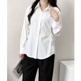 ホワイト | リボンシェイプシャツブラウス レディース | Miniministore