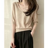 ベージュ | vネック 5分袖サマーニット オフィスカジュアル | SUNSHINE CLOSET